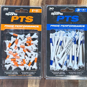Pride Performance PTS Plastic Golf Tee - 3-1/4" White/Blue Stripe 30Ct Box